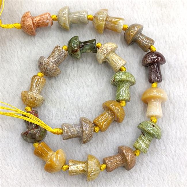 Natural Gemstone Mushroom Beads Mixed
