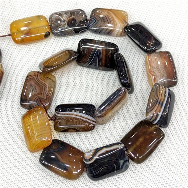 Natural Striped Agate Beads Rectangle Coffee Dye