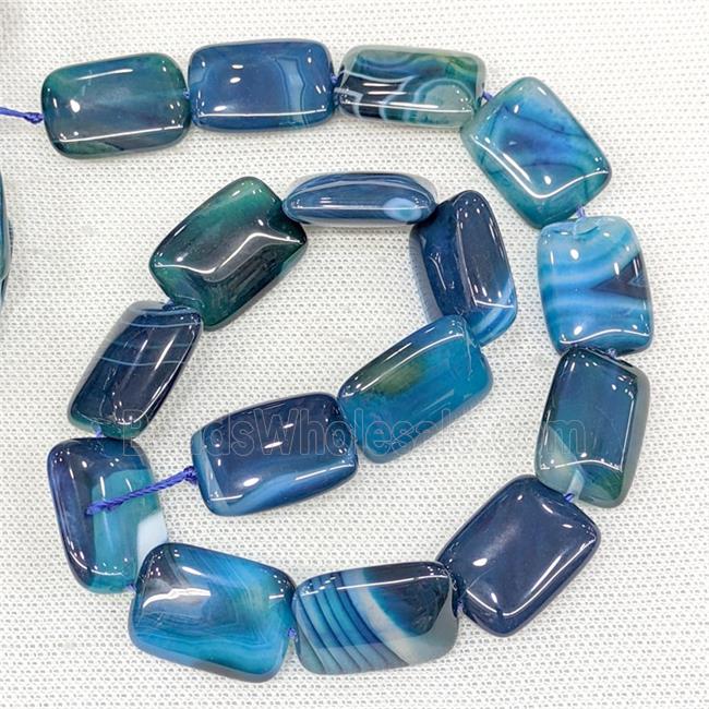 Natural Striped Agate Beads Rectangle Blue Dye