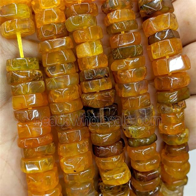 Natural Agate Heishi Beads Orange Dye