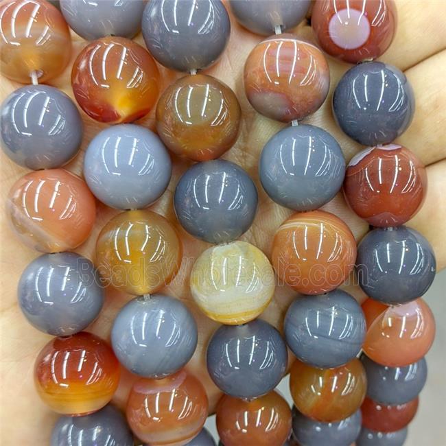Agate Beads Smooth Round Dye Mixed Color