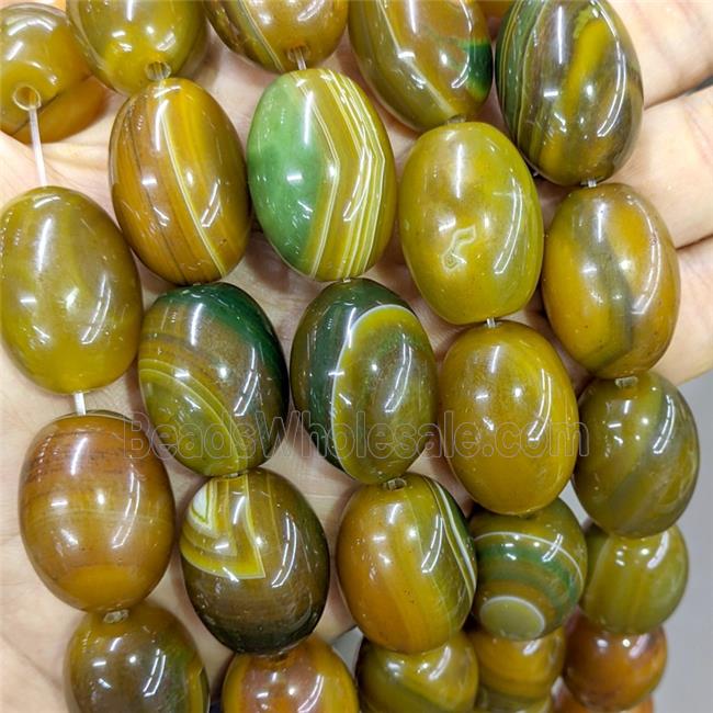 Natural Agate Barrel Beads Olive Dye