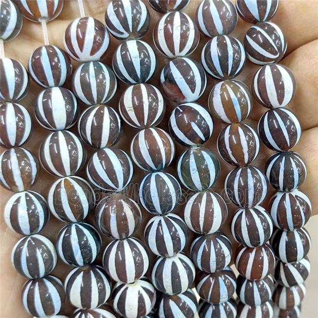 Tibetan Style Agate Beads Smooth Round Dye