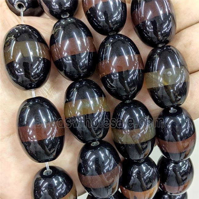 Tibetan Style Agate Beads Barrel Coffee Dye
