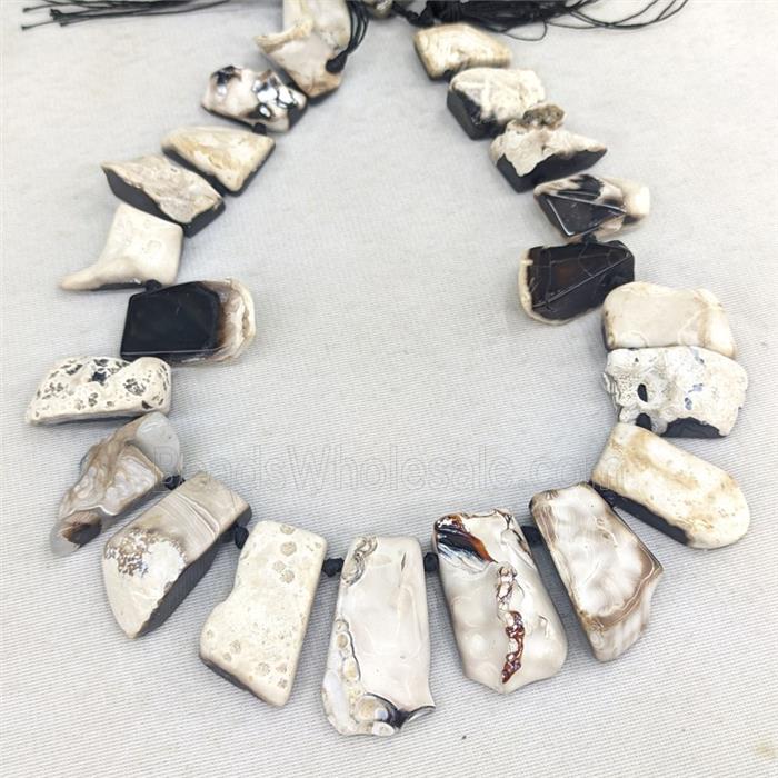 Natural Agate Beads Freeform Graduated Topdrilled Black Dye