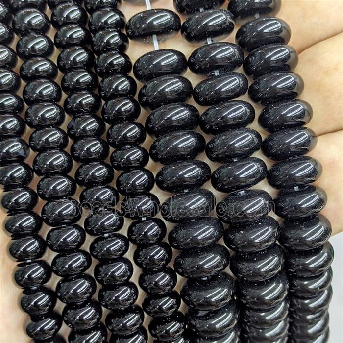 Black Onyx Agate Rondelle Beads Smooth