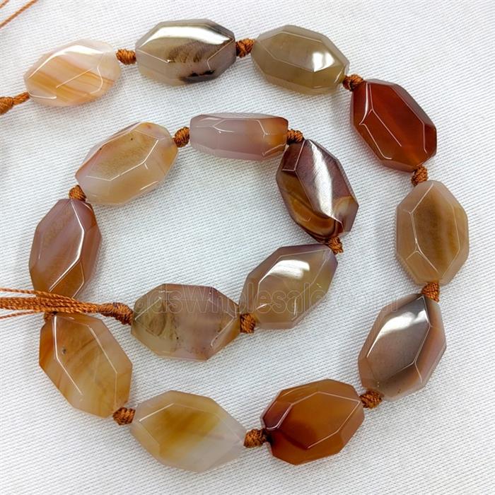 Natural Red Agate Beads Faceted Hexagon
