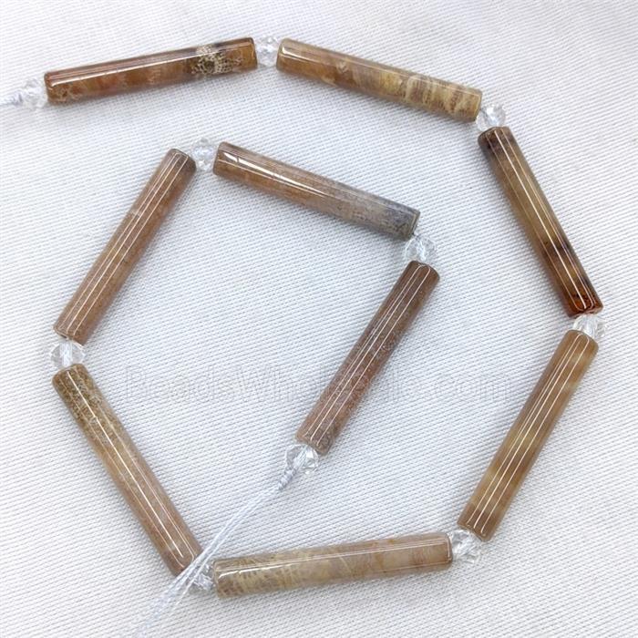 Natural Coral Fossil Column Beads Tube