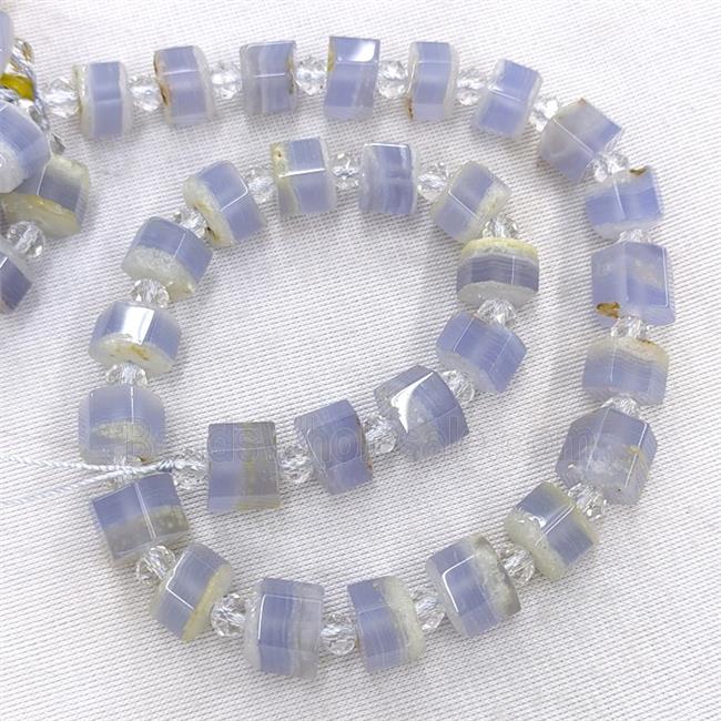 Natural Blue Lace Agate Beads Tube