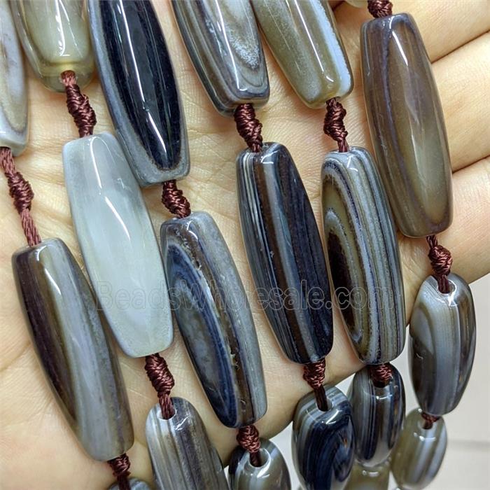 Natural Stripe Agate Rice Beads Banded Coffee Dye