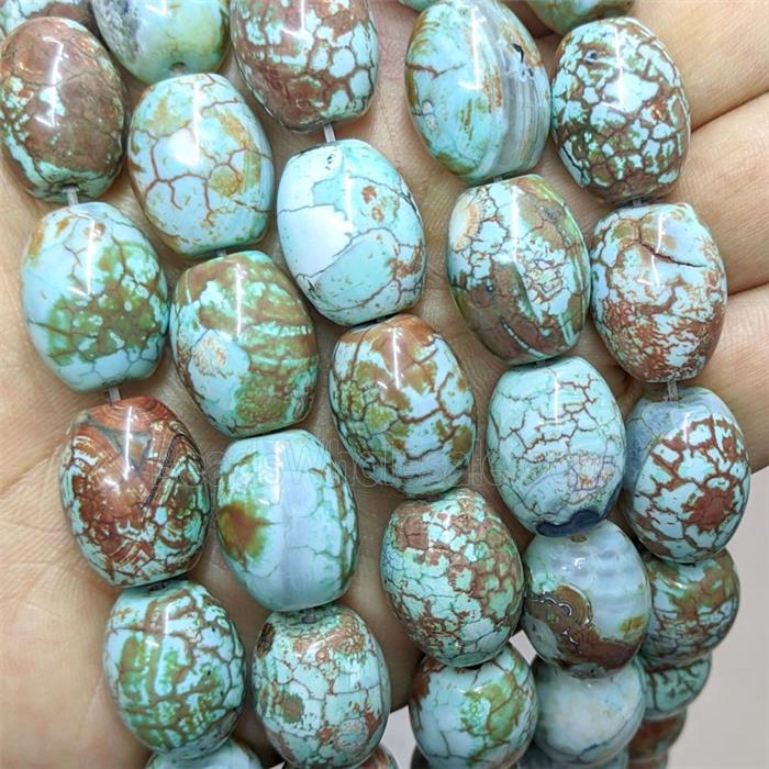 Natural Agate Barrel Beads Turqblue Dye