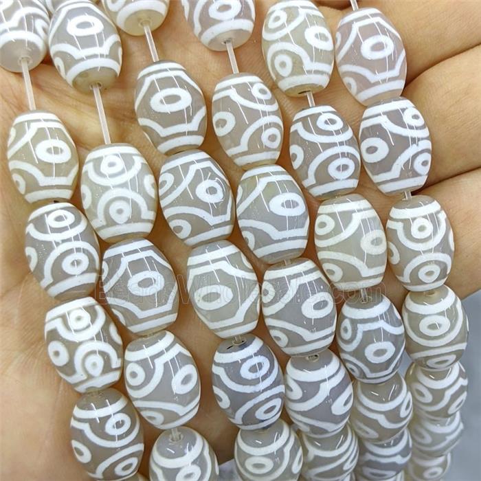 Tibetan Agate Barrel Beads White Eye