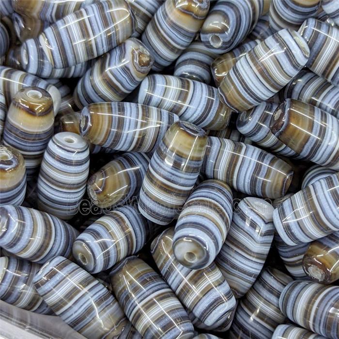 Natural Striped Agate Rice Beads