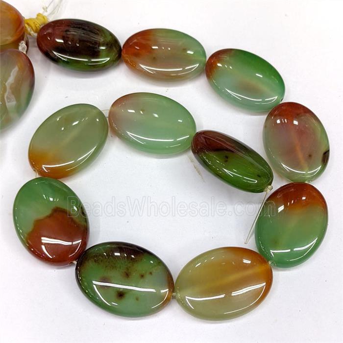 Green Red Agate Oval Beads Dye