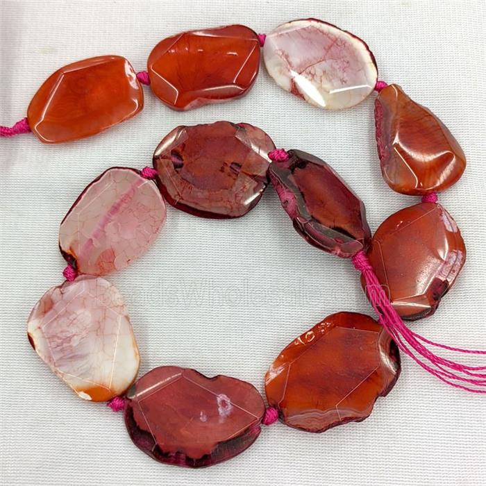 Natural Agate Slice Beads Red Dye Freeform