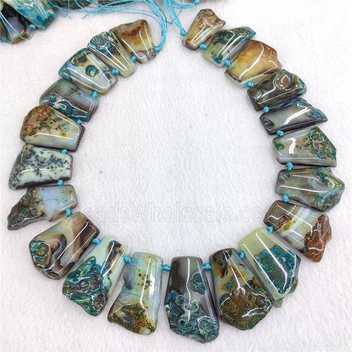 Blue Dye Agate Beads Freeform Graduated Topdrilled Dye