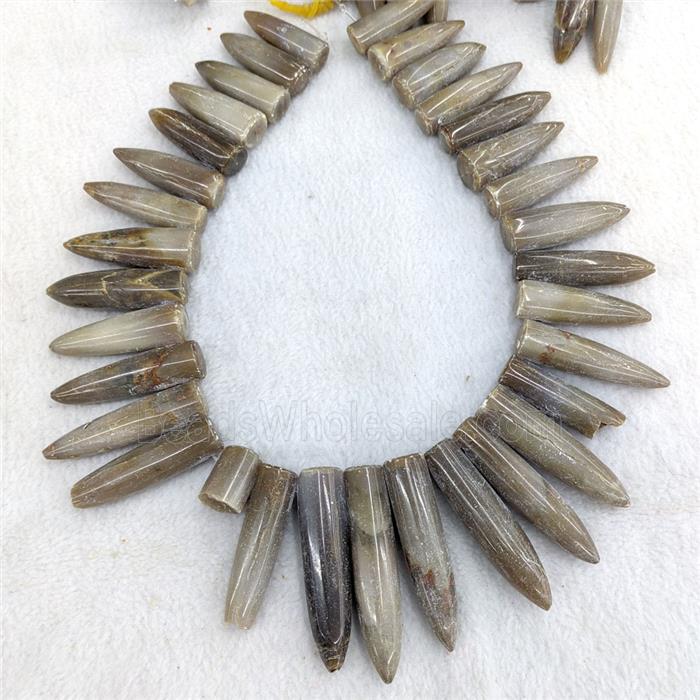 Natural Bamboo Shoot Fossil Bullet Beads Topdrilled Graduated