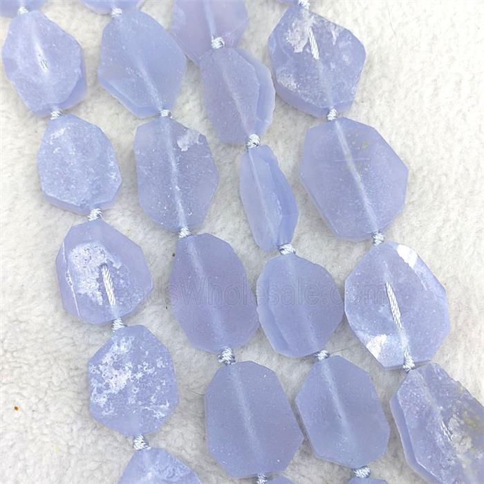Natural Blue Lace Agate Slice Beads With Druzy