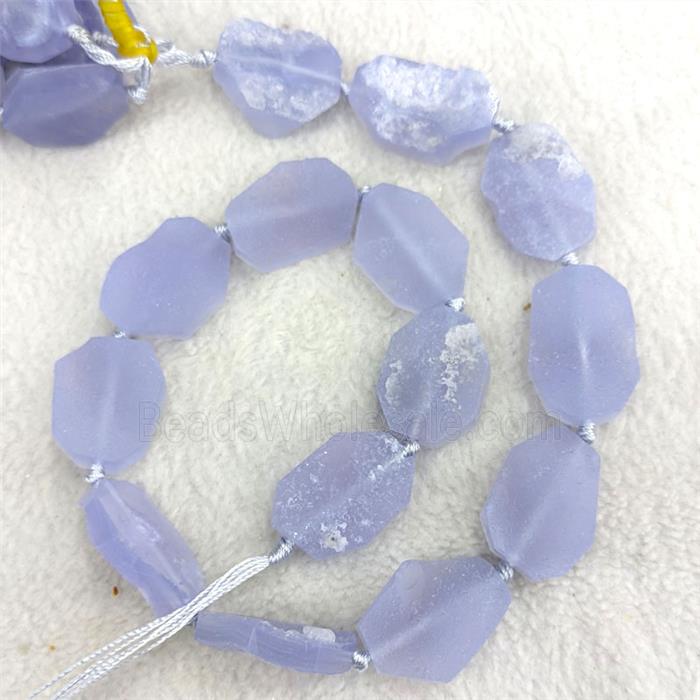 Natural Blue Lace Agate Slice Beads With Druzy