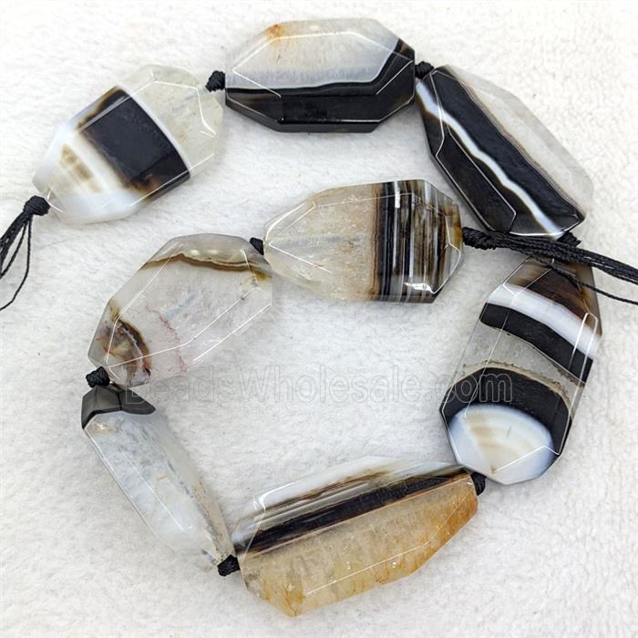 Natural Druzy Agate Slice Beads Freeform Black White Dye