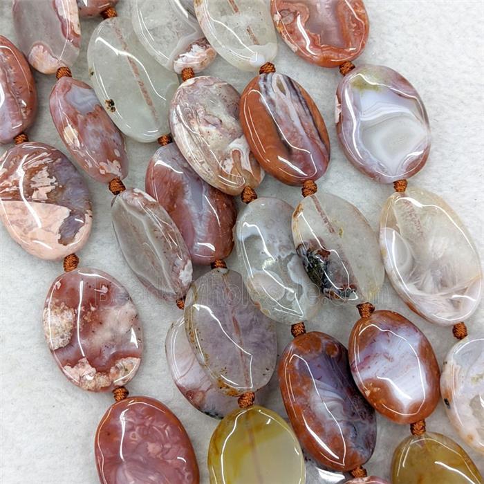 Natural Carnelian Agate Oval Beads Red