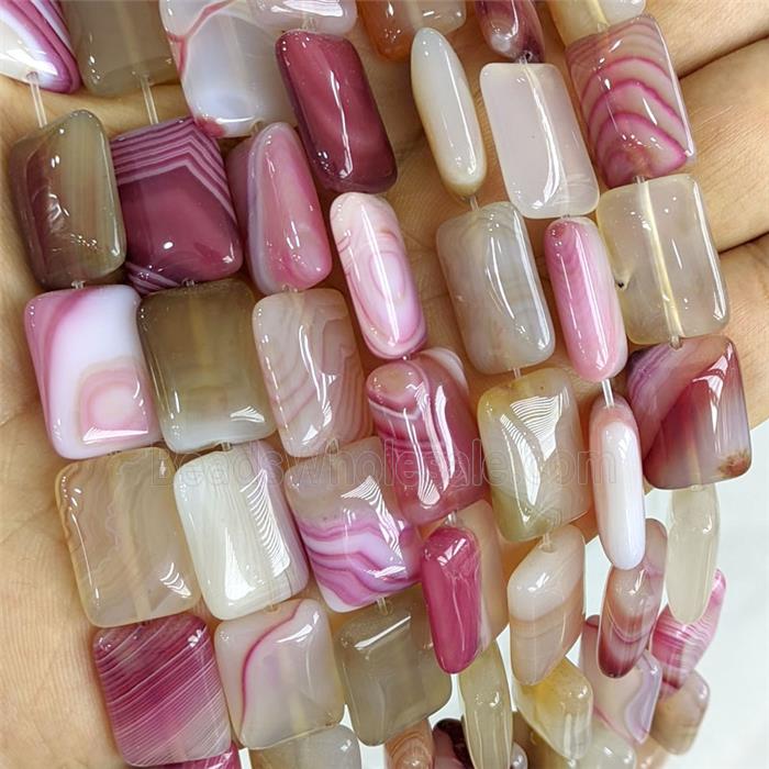 Pink Stripe Agate Rectangle Beads Dye