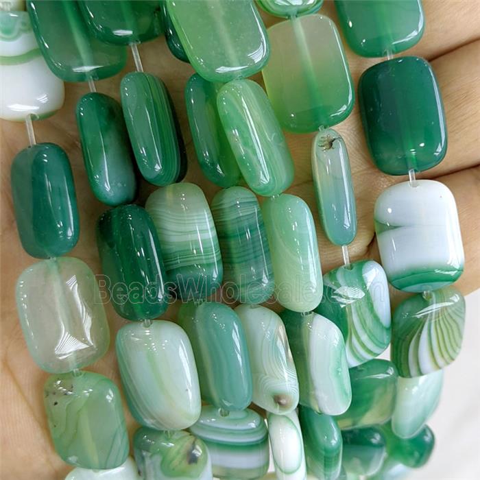 Green Stripe Agate Rectangle Beads Dye