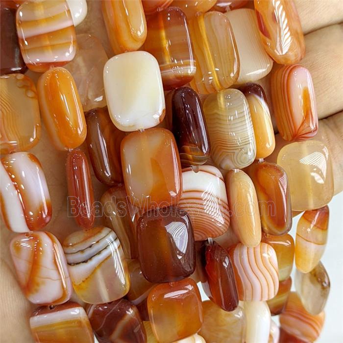 Red Stripe Agate Rectangle Beads Dye