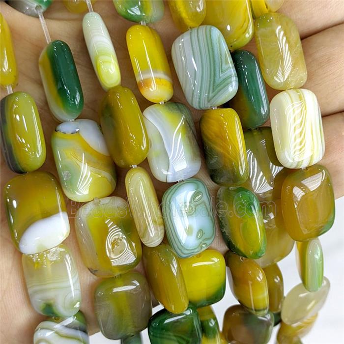 Olive Stripe Agate Rectangle Beads Dye
