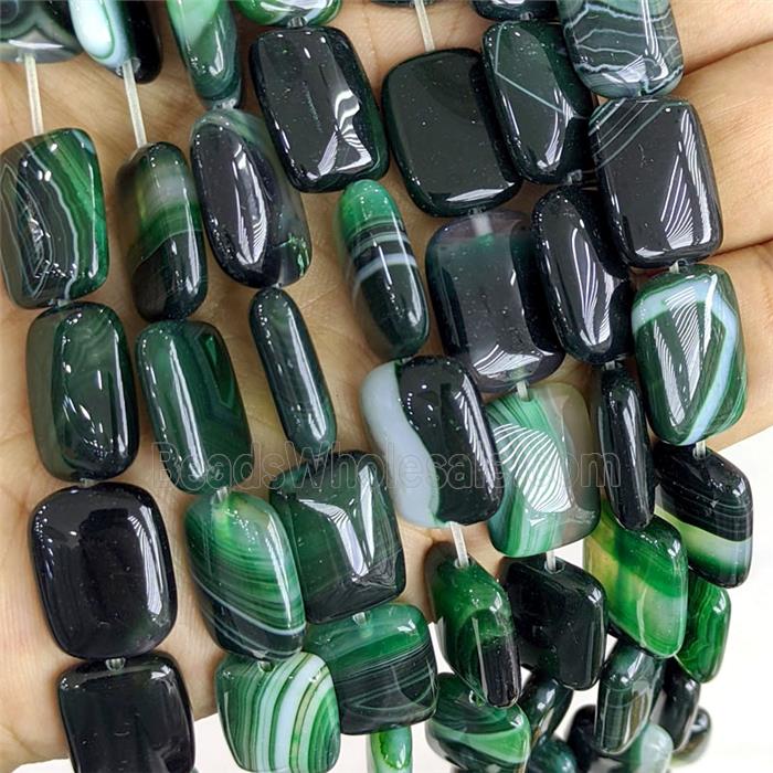 Deepgreen Stripe Agate Rectangle Beads Dye