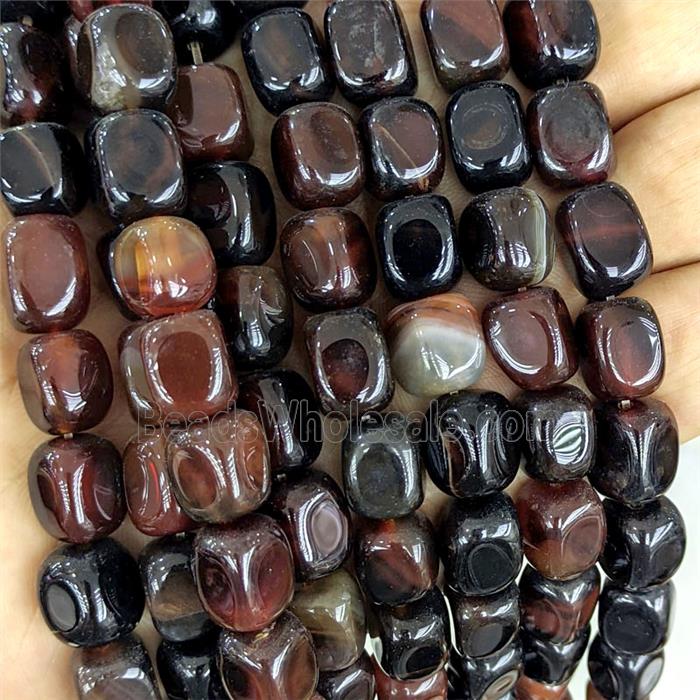 Black Red Agate Cuboid Beads Dye