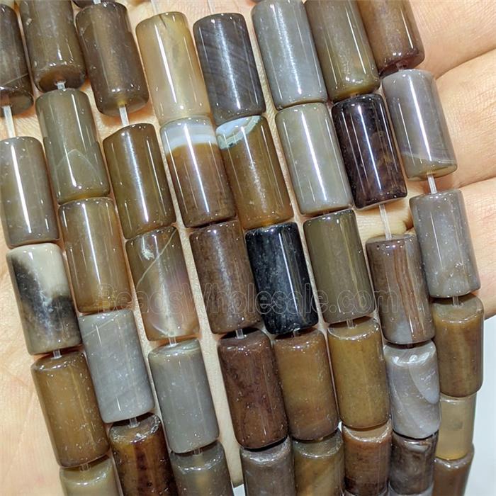 Coffee Agate Tube Beads Dye