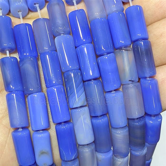 Blue Agate Tube Beads Dye