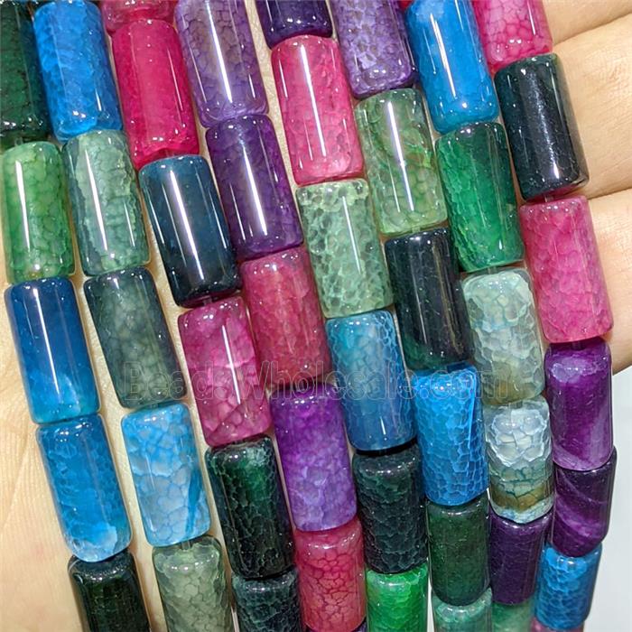 Veins Agate Tube Beads Dye Mixed Color