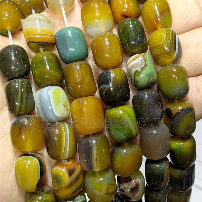 Olive Stripe Agate Cuboid Beads Dye