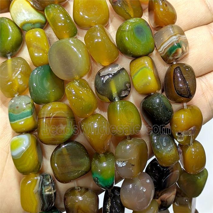 Olive Stripe Agate Chip Beads Freeform Dye