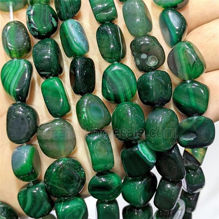 Green Stripe Agate Chip Beads Freeform Dye