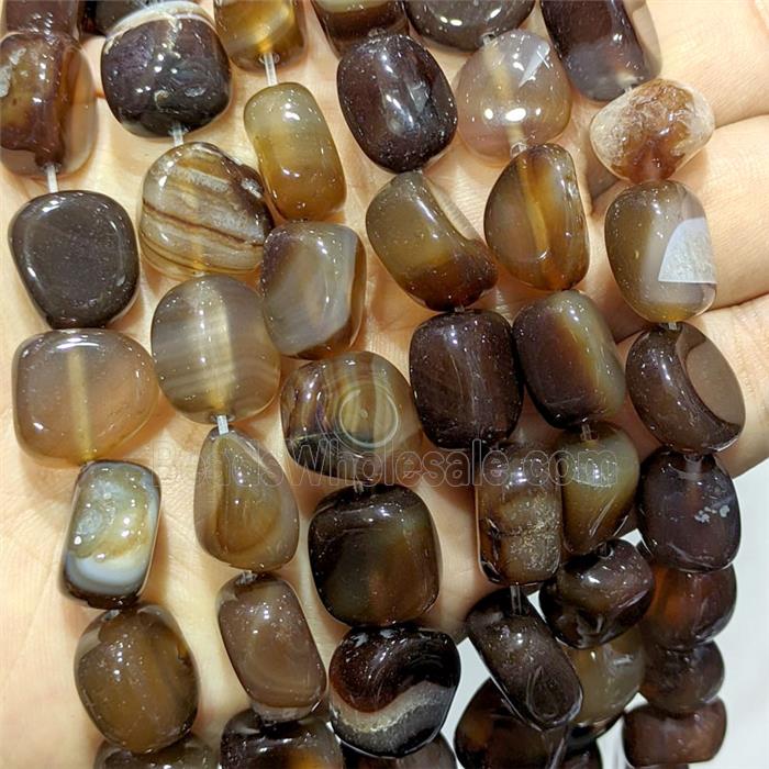 Coffee Stripe Agate Chip Beads Freeform Dye