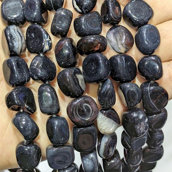 Black Stripe Agate Chip Beads Freeform Dye