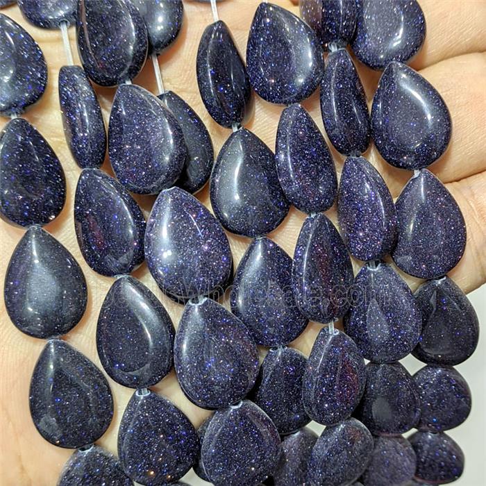 Blue Sandstone Teardrop Beads Flat