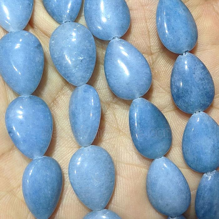 Blue Aventurine Teardrop Beads Flat