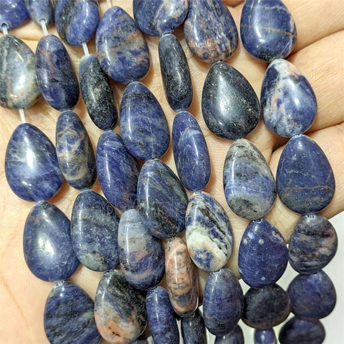 Blue Sodalite Teardrop Beads Flat