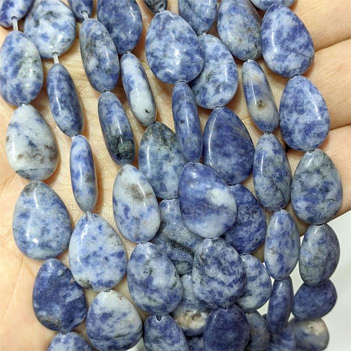 Blue Dalmatian Jasper Teardrop Beads Flat