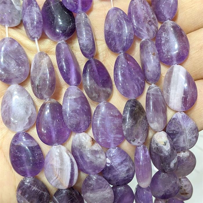 Natural Purple Amethyst Teardrop Beads Flat