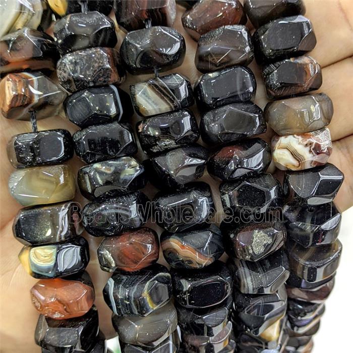 Black Agate Rondelle Beads Faceted Dye