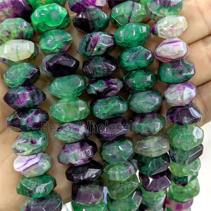 Green puprle Agate Rondelle Beads Faceted Dye