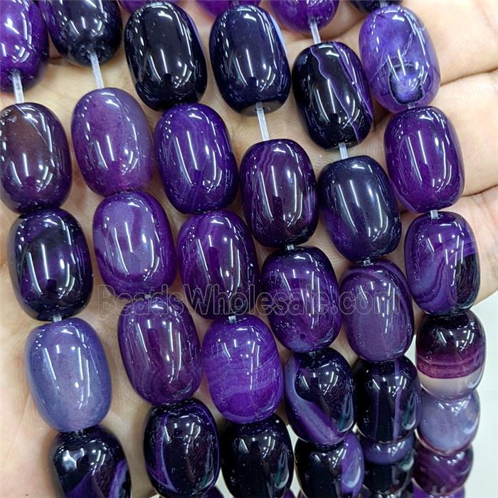 Natural Stripe Agate Barrel Beads Purple Dye