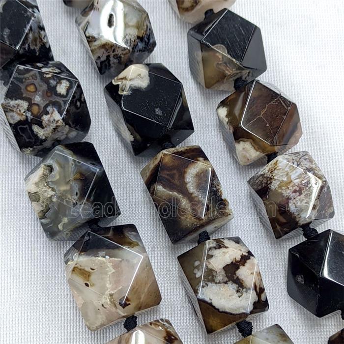 Natural Black Sakura Agate Beads Freeform Dye