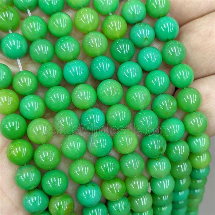 Natural Agate Round Beads Green Dye Smoth