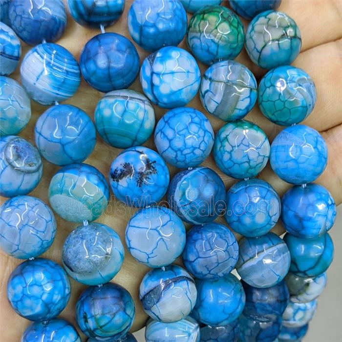 Blue Agate Beads Faceted Round B-Grade Dye